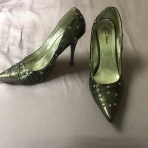 Studded pointy toe heels